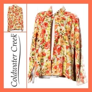 NWT! $69 Beautiful Orange Floral Shirt Jacket Coldwater Creek Medium
